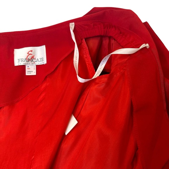 En Francais by Huey Waltzer New Deadstock Vintage 80's Red Cocktail Dress NWT 8 - Picture 5 of 10